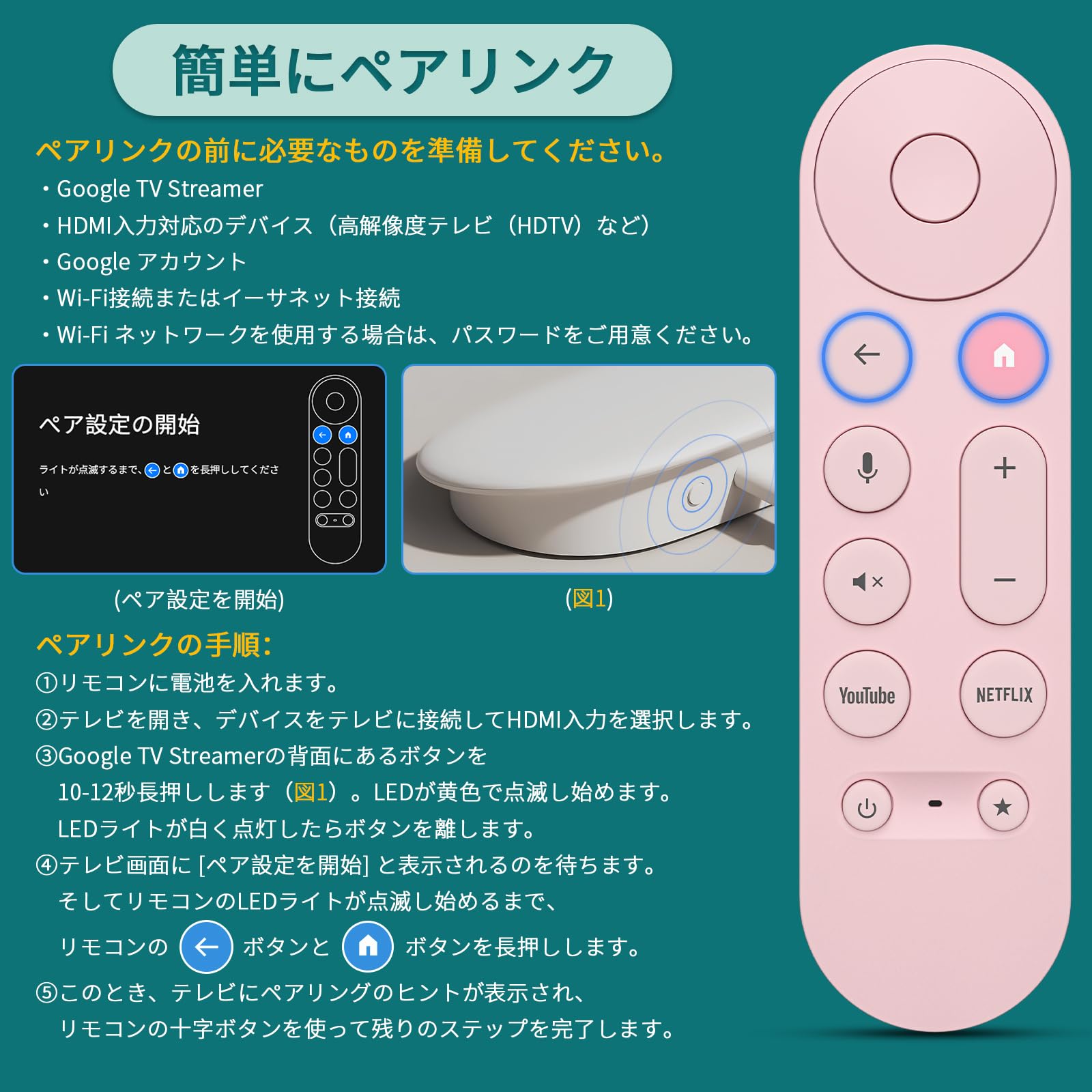 Amazon.co.jp: For Google TV Streamer リモコン グーグルテレビ
